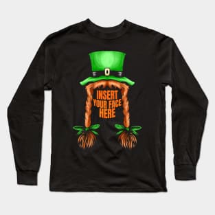 Green Hat, Red Braids, Insert Your Face Here St Patricks Day Long Sleeve T-Shirt